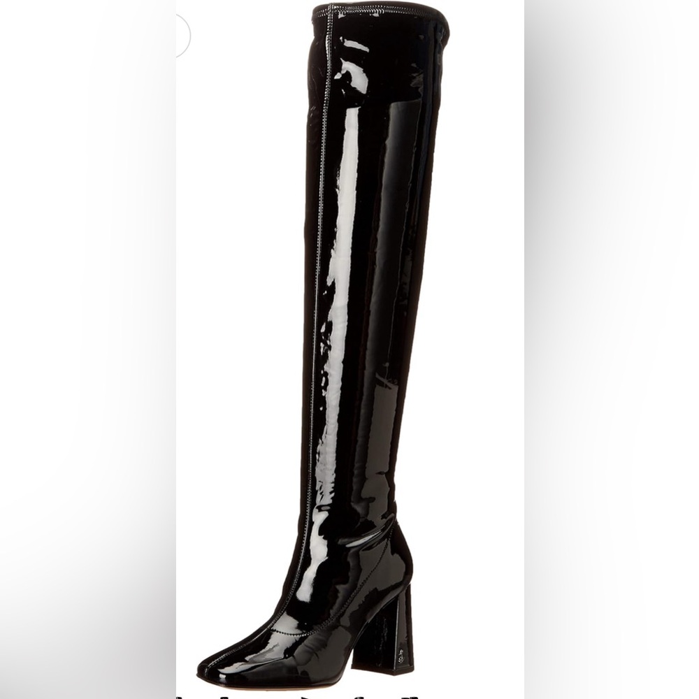 Sam Edelman Black Patent Leather Over-the-Knee Heeled Boots